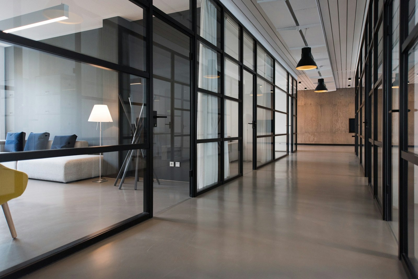 Architect workspace with samples and plans
