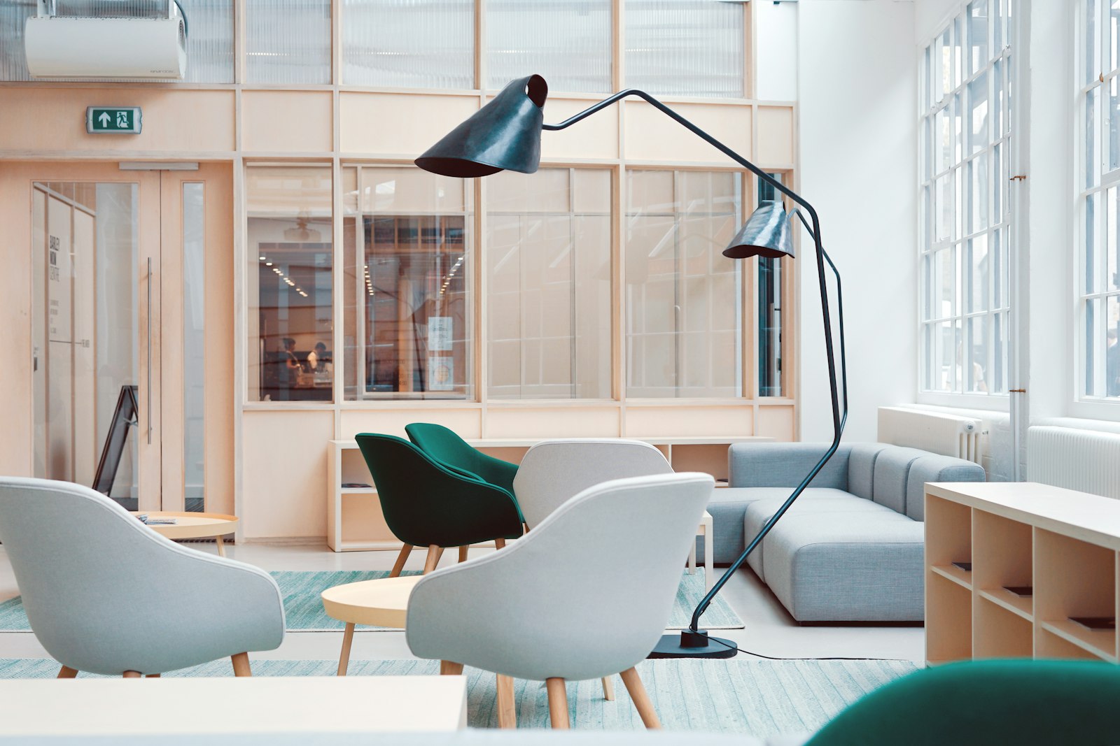Modern interior with natural material paneling