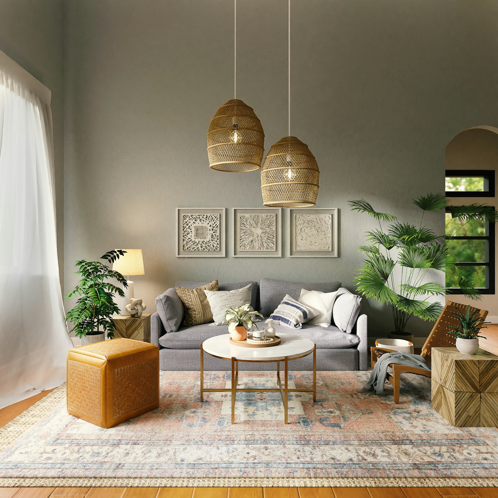 Warm interior surface with natural material