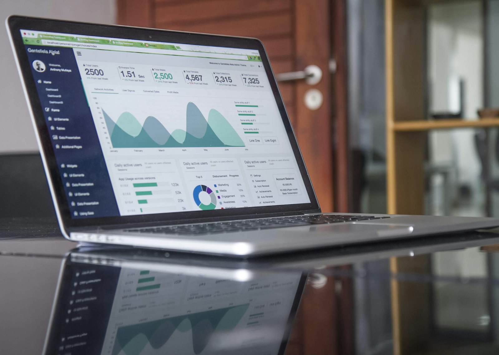 SEO analytics on laptop dashboard